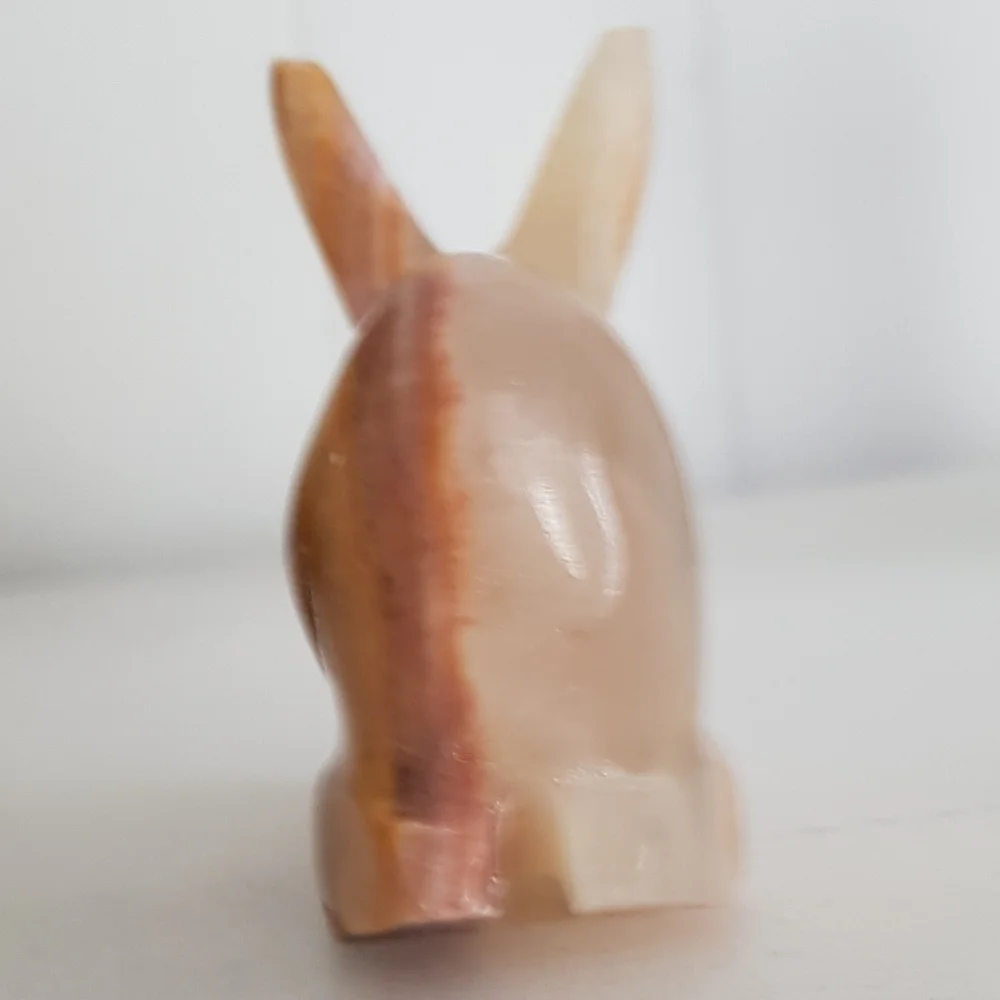 Vintage Onyx Stone Rabbit Figurine | Hand Carved Mini Animal Sculpture - Picture 4 of 8